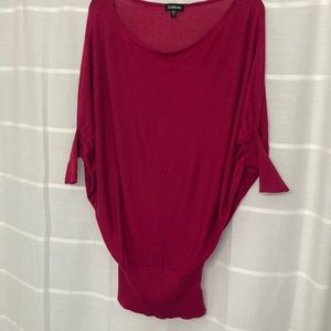 Bebe 3/4 Dolman Sleeve Loose Fit Knit Blouse - Dark Pink Size M